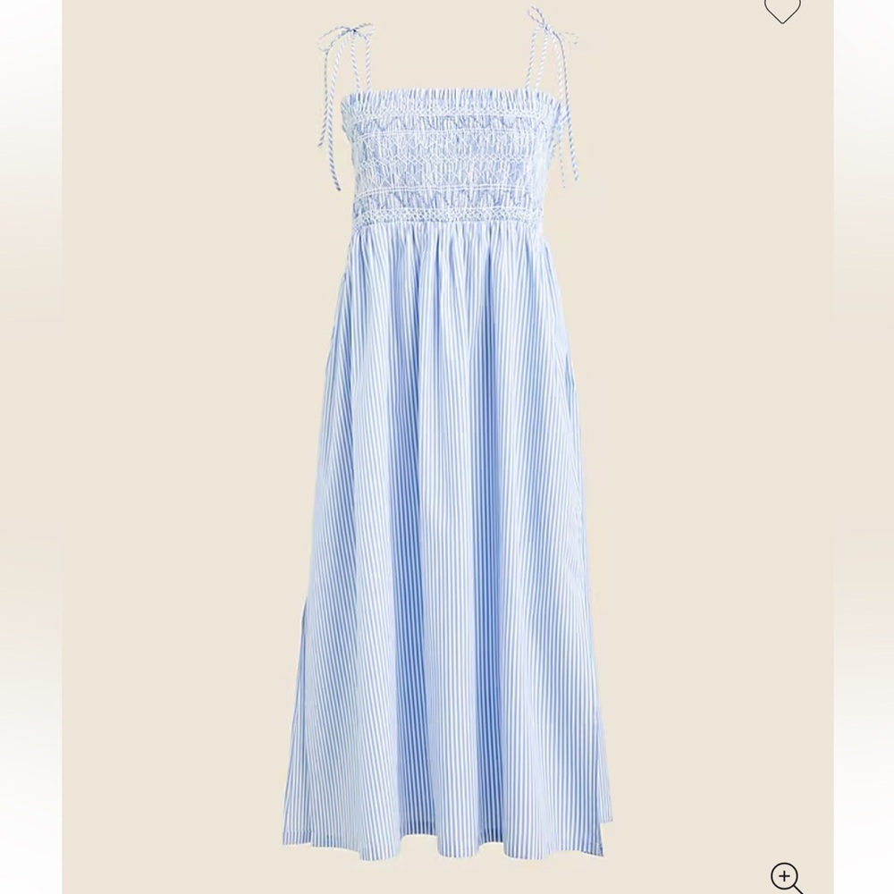JCREW BRIAR DRESS POPLIN BLUE and White Striped with tie straps
